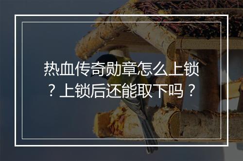 热血传奇勋章怎么上锁？上锁后还能取下吗？