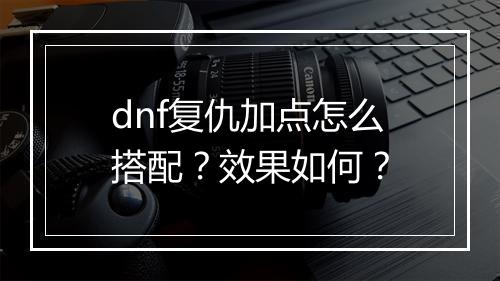 dnf复仇加点怎么搭配？效果如何？
