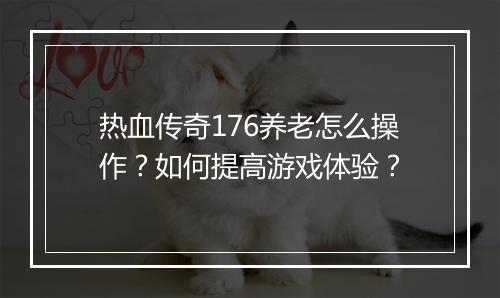 热血传奇176养老怎么操作？如何提高游戏体验？