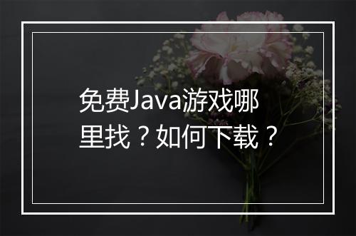 免费Java游戏哪里找？如何下载？