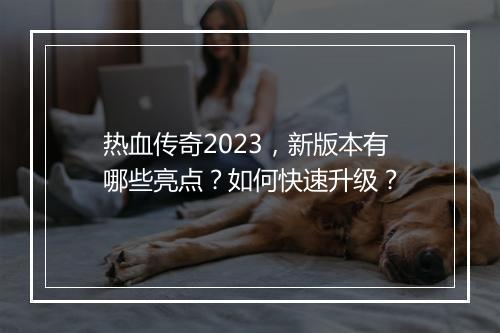 热血传奇2023，新版本有哪些亮点？如何快速升级？