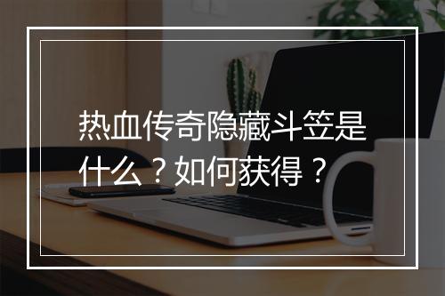 热血传奇隐藏斗笠是什么？如何获得？