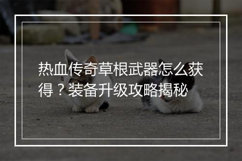 热血传奇草根武器怎么获得？装备升级攻略揭秘