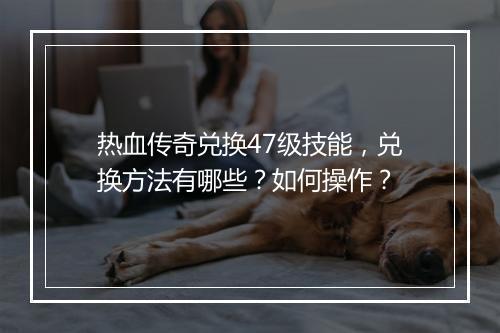 热血传奇兑换47级技能，兑换方法有哪些？如何操作？