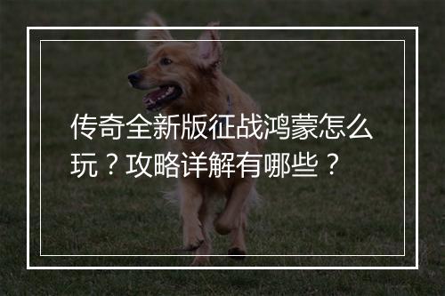 传奇全新版征战鸿蒙怎么玩？攻略详解有哪些？
