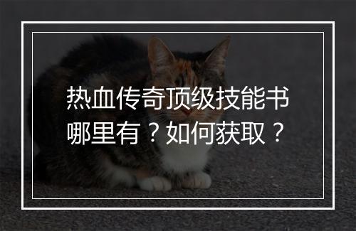 热血传奇顶级技能书哪里有？如何获取？