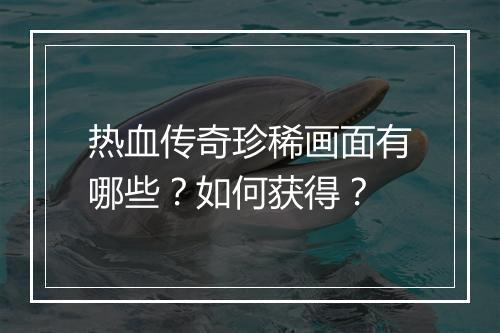 热血传奇珍稀画面有哪些？如何获得？