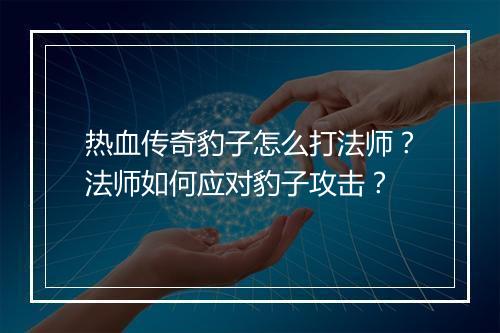 热血传奇豹子怎么打法师？法师如何应对豹子攻击？