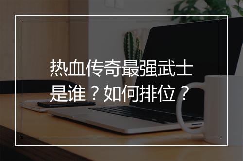 热血传奇最强武士是谁？如何排位？