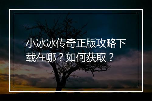 小冰冰传奇正版攻略下载在哪？如何获取？