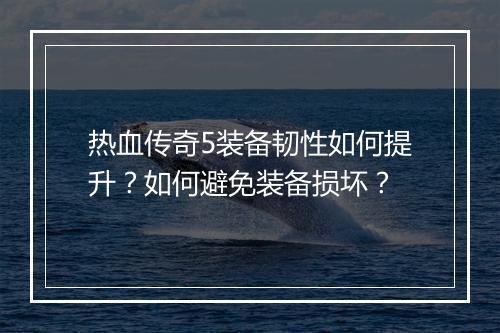 热血传奇5装备韧性如何提升？如何避免装备损坏？