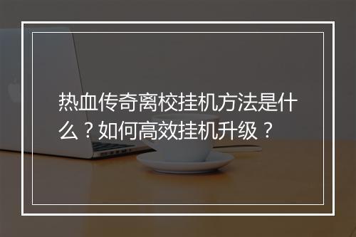 热血传奇离校挂机方法是什么？如何高效挂机升级？