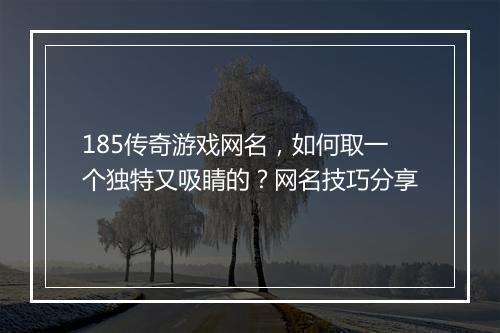 185传奇游戏网名，如何取一个独特又吸睛的？网名技巧分享