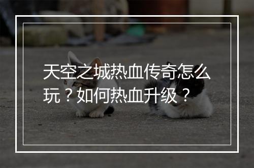 天空之城热血传奇怎么玩？如何热血升级？