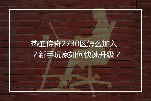 热血传奇2730区怎么加入？新手玩家如何快速升级？