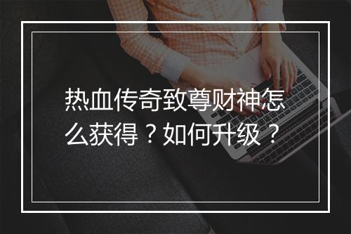 热血传奇致尊财神怎么获得？如何升级？