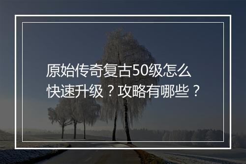 原始传奇复古50级怎么快速升级？攻略有哪些？