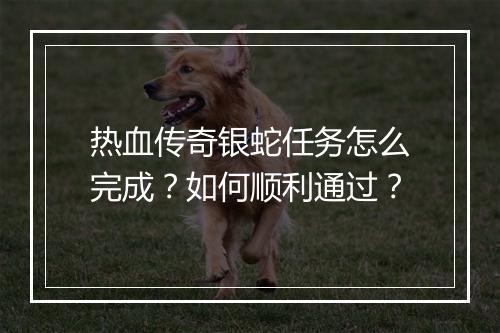 热血传奇银蛇任务怎么完成？如何顺利通过？