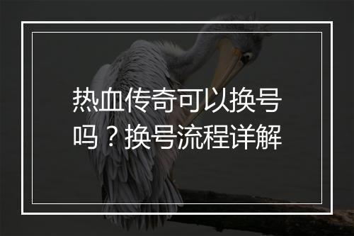 热血传奇可以换号吗？换号流程详解