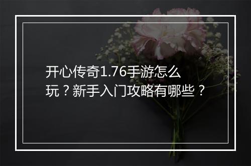 开心传奇1.76手游怎么玩？新手入门攻略有哪些？
