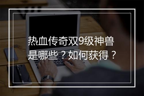热血传奇双9级神兽是哪些？如何获得？