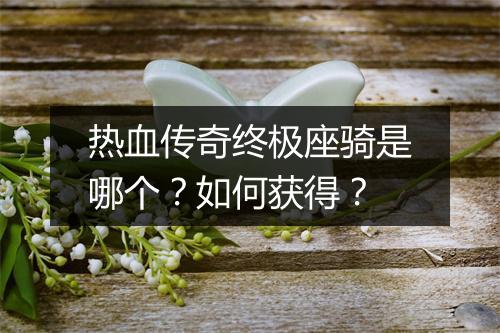 热血传奇终极座骑是哪个？如何获得？