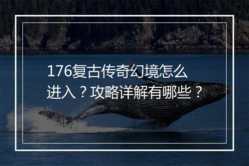 176复古传奇幻境怎么进入？攻略详解有哪些？