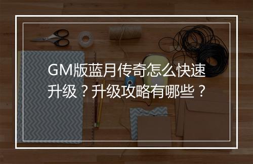 GM版蓝月传奇怎么快速升级？升级攻略有哪些？