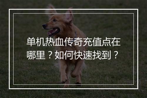 单机热血传奇充值点在哪里？如何快速找到？