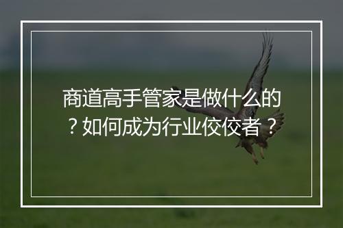 商道高手管家是做什么的？如何成为行业佼佼者？
