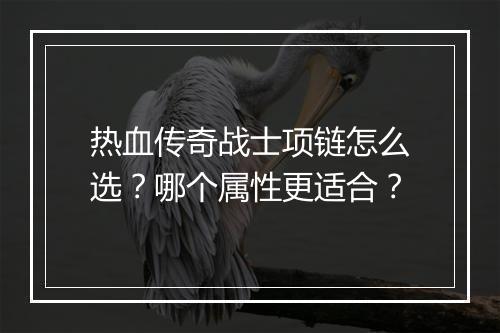 热血传奇战士项链怎么选？哪个属性更适合？