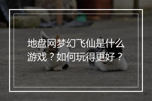 地盘网梦幻飞仙是什么游戏？如何玩得更好？