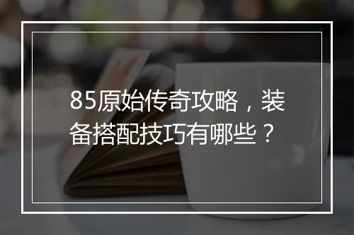 85原始传奇攻略，装备搭配技巧有哪些？