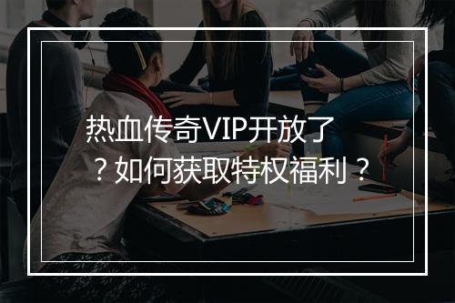 热血传奇VIP开放了？如何获取特权福利？