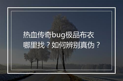 热血传奇bug极品布衣哪里找？如何辨别真伪？
