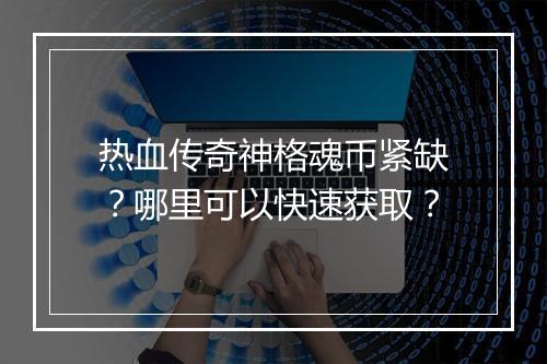热血传奇神格魂币紧缺？哪里可以快速获取？