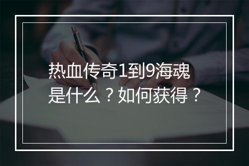 热血传奇1到9海魂是什么？如何获得？