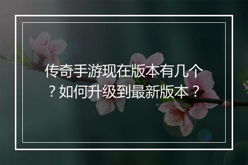 传奇手游现在版本有几个？如何升级到最新版本？