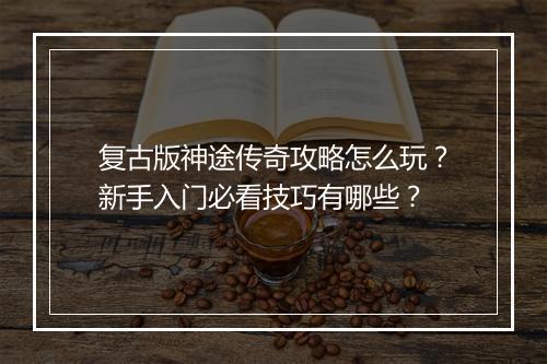 复古版神途传奇攻略怎么玩？新手入门必看技巧有哪些？