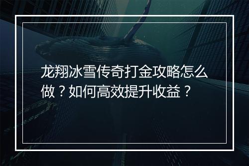 龙翔冰雪传奇打金攻略怎么做？如何高效提升收益？
