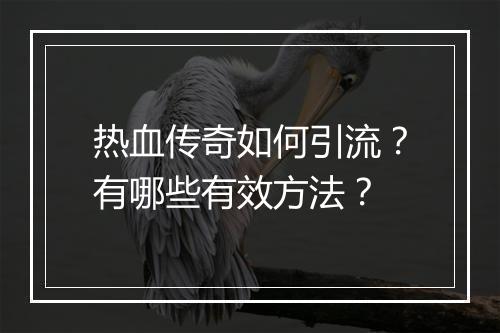热血传奇如何引流？有哪些有效方法？