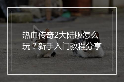 热血传奇2大陆版怎么玩？新手入门教程分享