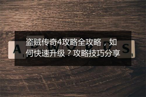 盗贼传奇4攻略全攻略，如何快速升级？攻略技巧分享