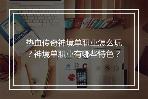 热血传奇神境单职业怎么玩？神境单职业有哪些特色？