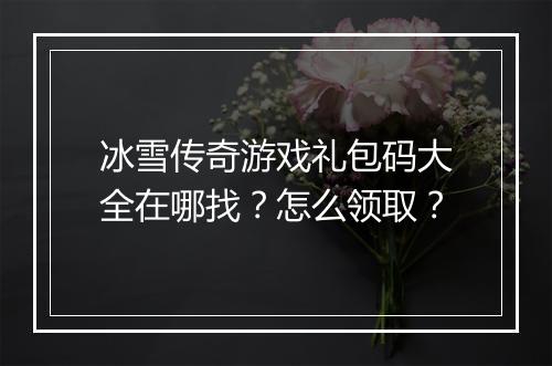 冰雪传奇游戏礼包码大全在哪找？怎么领取？