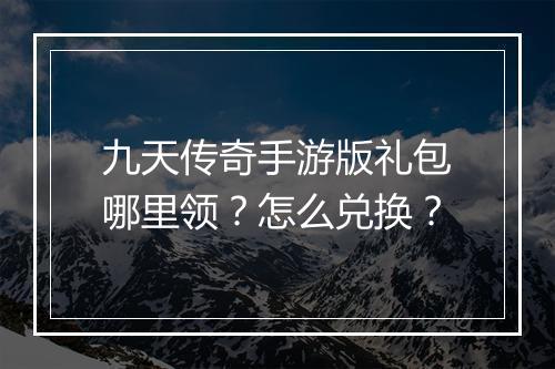 九天传奇手游版礼包哪里领？怎么兑换？
