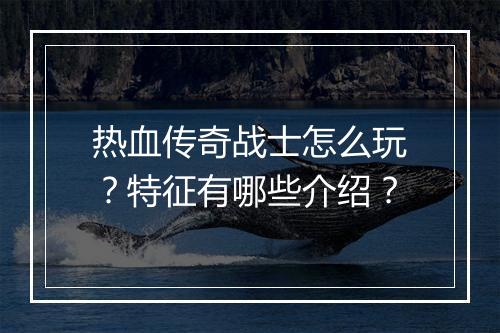 热血传奇战士怎么玩？特征有哪些介绍？