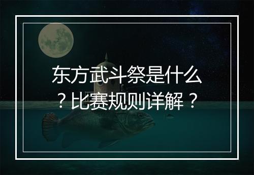 东方武斗祭是什么？比赛规则详解？