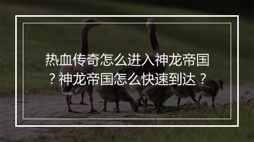 热血传奇怎么进入神龙帝国？神龙帝国怎么快速到达？