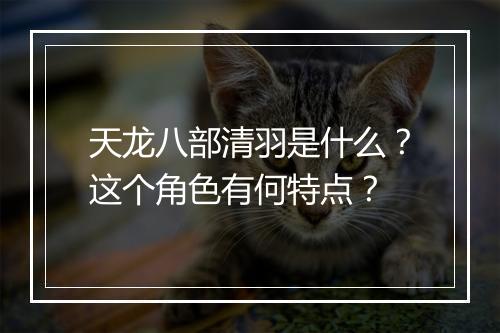 天龙八部清羽是什么？这个角色有何特点？
